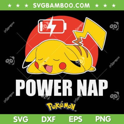 Pikachu Power Nap SVG PNG, Pokemon Pikachu Low Battery SVG, Pikachu Pokemon Cute DXF SVG PNG EPS