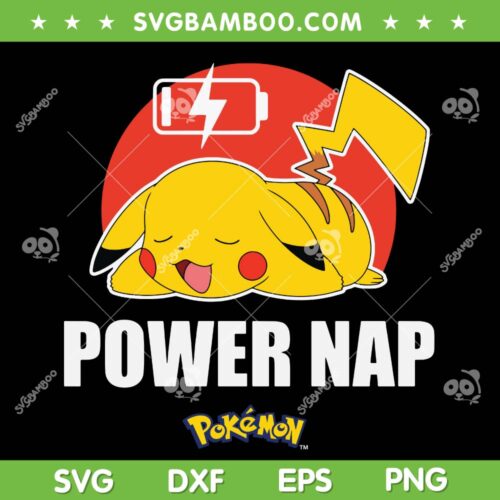 Pikachu Power Nap SVG PNG, Pokemon Pikachu Low Battery SVG, Pikachu Pokemon Cute DXF SVG PNG EPS