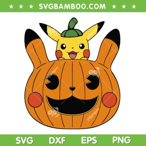 Pikachu PumpKin Halloween SVG PNG, Pokemon Pikachu Sprise SVG, Pumpkin Pikachu DXF SVG PNG EPS