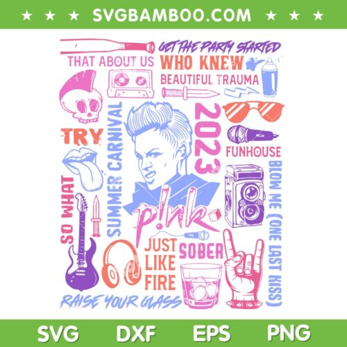 Pink Summer Carnival 2023 SVG PNG, Pink Tracklist SVG, Pink Tour 2023 DXF SVG PNG EPS