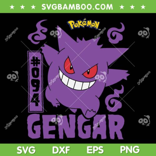 Pokemon Gengar SVG PNG, Funny Gengar Number 094 SVG, Pokemon Halloween DXF SVG PNG EPS