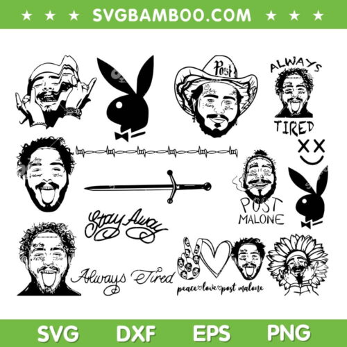 Post Malone Bundle SVG, Post Malone Tour SVG Bundle, Post Malone Rapper DXF SVG PNG EPS