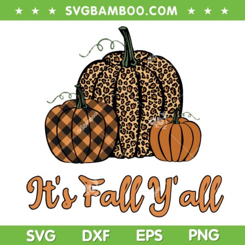 Pumpkin It's Fall Y All Leopard SVG PNG, Pumpkin Buffalo Plaid Leopard SVG, Autumn Halloween DXF SVG PNG EPS