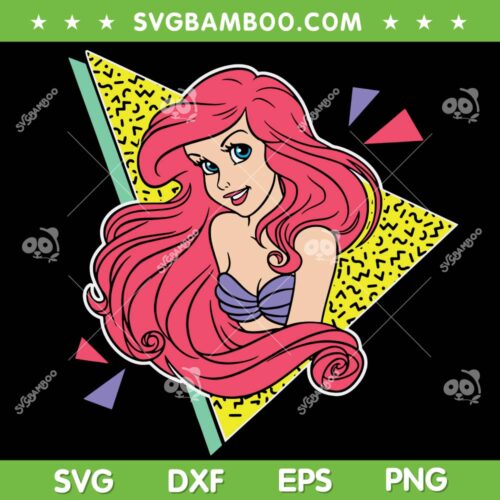 Retro Ariel Little Mermaid SVG PNG, Vintage 80s Ariel SVG, Disney The Little Mermaids DXF SVG PNG EPS