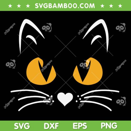 Scary Halloween Black Cat SVG PNG, Funny Cat Face SVG, Black Face Cat DXF SVG PNG EPS