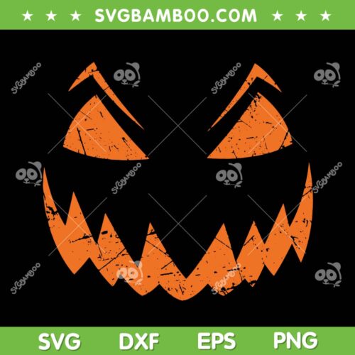 Scary Pumpkin Face SVG PNG, Halloween Vintage Pumpkin SVG, Scary Face DXF SVG PNG EPS