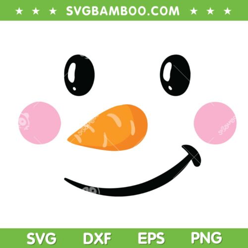 Snowman Winter Costume SVG PNG, Snowman Face SVG, Christmas Snowman Face Smile DXF SVG PNG EPS
