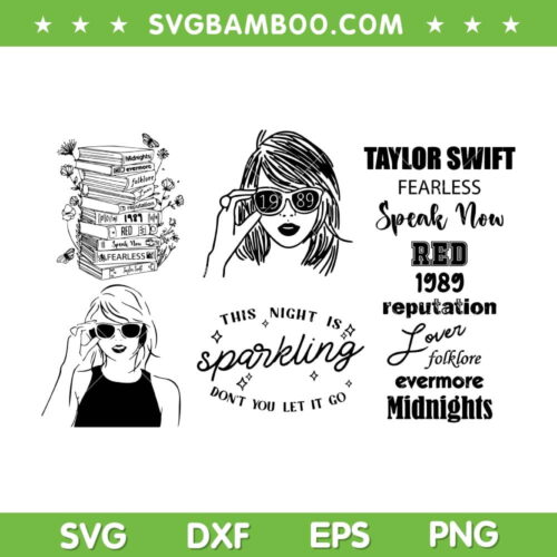 Taylor Swift Eras Tour Bundle SVG, Fearless Taylor's Version SVG Bundle, The Eras Tour DXF SVG PNG EPS