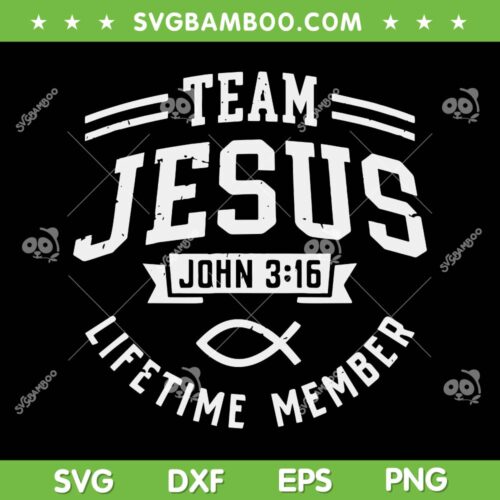 Team Jesus Christian Faith Religious SVG PNG, Team Jesus Lifetime Member SVG, John 3 16 DXF SVG PNG EPS