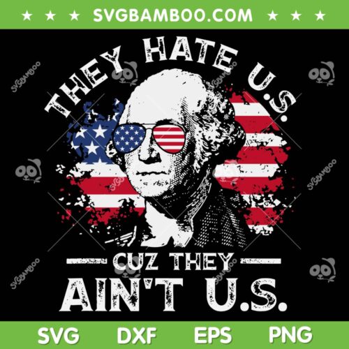 They Hate Us Cuz They Ain't Us SVG PNG, Funny George 4th of July SVG, Retro George Washington DXF SVG PNG EPS