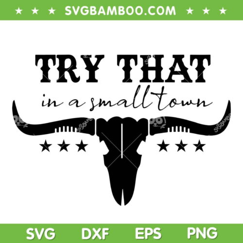 Try That In A Small Town Aldean SVG, Jason Aldean Country Music SVG, Western Bull Skull DXF SVG PNG EPS