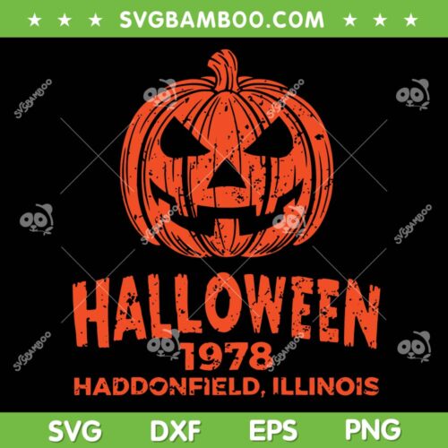 Vintage Halloween Pumpkin 1978 SVG PNG, Halloween 1978 Haddonfield Illinois SVG, Pumpkin Halloween DXF SVG PNG EPS