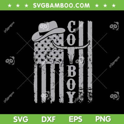 Western Country SVG PNG, Rodeo Southern Retro Cowboy SVG, Cowboy American Flag DXF SVG PNG EPS