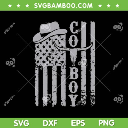 Western Country SVG PNG, Rodeo Southern Retro Cowboy SVG, Cowboy American Flag DXF SVG PNG EPS