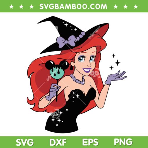 Disney Halloween The Little Mermaid SVG, Ariel Witch SVG, Ariel Halloween DXF SVG PNG EPS