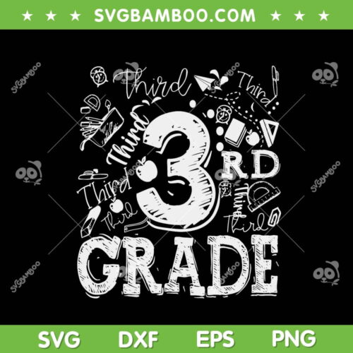 3rd Third Grade Typography Team SVG PNG, Kids Teacher Back To School SVG, Team Third Grade DXF SVG PNG EPS