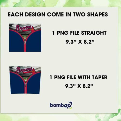 Atlanta Braves Zipper Tumbler Wrap PNG, MLB Atlanta Braves 20oz Skinny Tumbler Template PNG, Baseball Logo Tumbler Template PNG