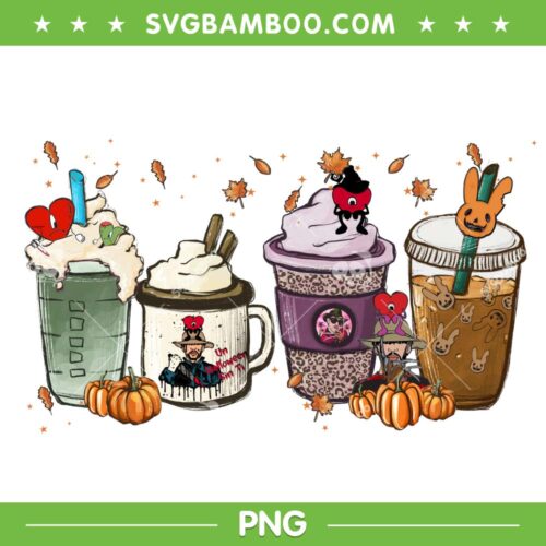 Bad Bunny Un Halloween Sin Ti Coffee PNG, Bad Bunny Pumkin Coffee PNG, Un Halloween Sin Ti PNG
