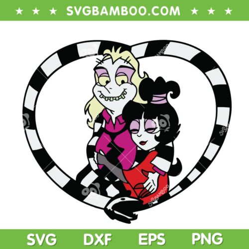 Beetlejuice And Lydia Heart SVG PNG, Beetlejuice Character SVG, Horror Beetlejuice DXF SVG PNG EPS