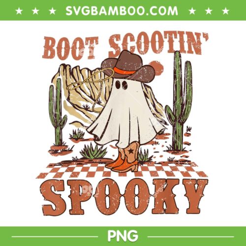 Boot Scootin Spooky PNG, Western Ghost Halloween Retro PNG, Spooky Cow Ghost PNG