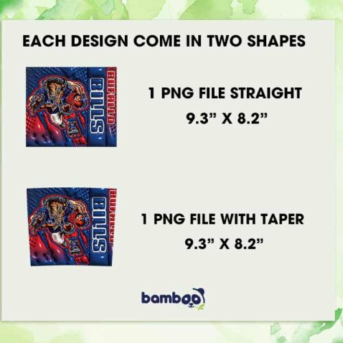 Buffalo Bills 3D Inflated Tumbler Wrap PNG, Bills Mascot 20oz Skinny Tumbler, Bills Football Tumbler Template PNG