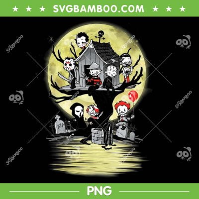 Chibi Horror Characters Friends PNG, Kids Halloween Squad PNG, Horror Movie Halloween PNG