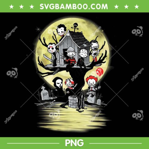 Chibi Horror Characters Friends PNG, Kids Halloween Squad PNG, Horror Movie Halloween PNG
