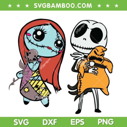 Chibi Sally And Jack Skellington SVG PNG, Nightmare Before Christmas Friends SVG, Jack And Sally DXF SVG PNG EPS
