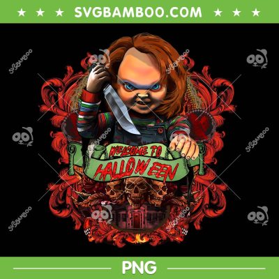 Chucky Welcome To Halloween PNG, Halloween Horror Movies Chucky PNG, Chucky Halloween PNG