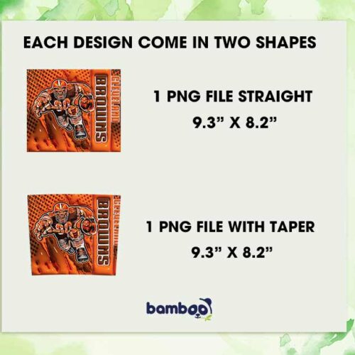 Cleveland Browns 3D Inflated Tumbler Wrap PNG, Browns Mascot 20oz Skinny Tumbler, Football Logo Tumbler Template PNG