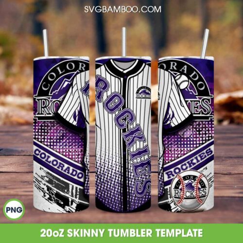 Colorado Rockies Jersey Tumbler Wrap PNG, MLB Colorado Rockies 20oz Skinny Tumbler Template PNG, Sports Baseball Tumbler Template PNG