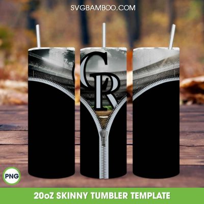 Colorado Rockies Zipper Tumbler Wrap PNG, MLB Colorado Rockies 20oz Skinny Tumbler Template PNG, Baseball Team Logo Tumbler Template PNG
