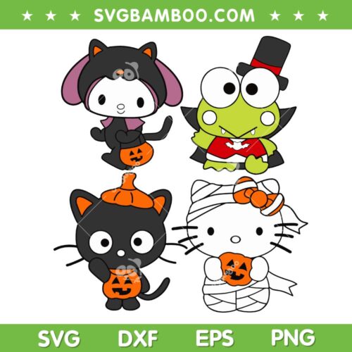 Cute Hello Kitty Happy Halloween SVG PNG, Hello Kitty Pumpkin SVG, Pumpkin Halloween DXF SVG PNG EPS