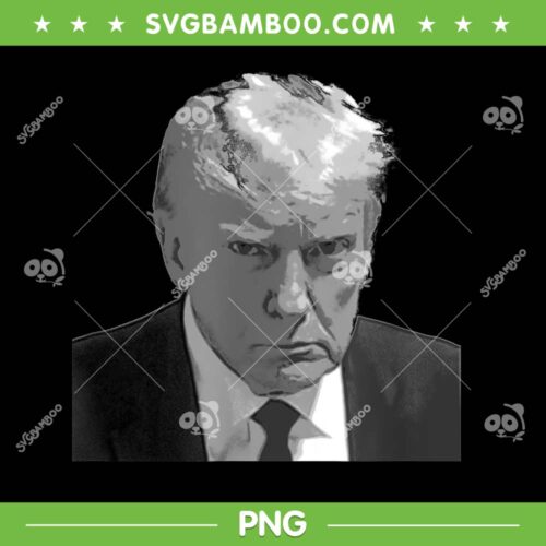 DONALD TRUMP MUG SHOT PNG, Free Trump PNG, August 24 2023 Never Surrender PNG