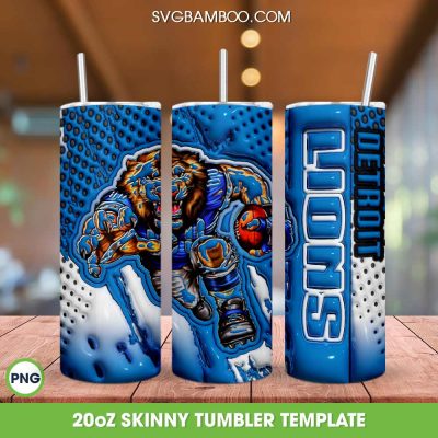 Detroit Lions 3D Inflated Tumbler Wrap PNG, Lions Mascot 20oz Skinny Tumbler, Lions Football Tumbler Template PNG Detroit Lions 3D Inflated Tumbler Wrap PNG, Lions Mascot 20oz Skinny Tumbler, Lions Football Tumbler Template PNG