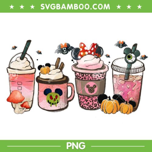 Disney Mouse Halloween Coffee PNG, Mickey And Minnie Mouse Coffee PNG, Pumpkin Coffee Halloween PNG