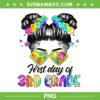 First Day Of 3rd Grade Tie Dye PNG, Messy Hair Bun Girl Back To School PNG, First Day Of School PNG