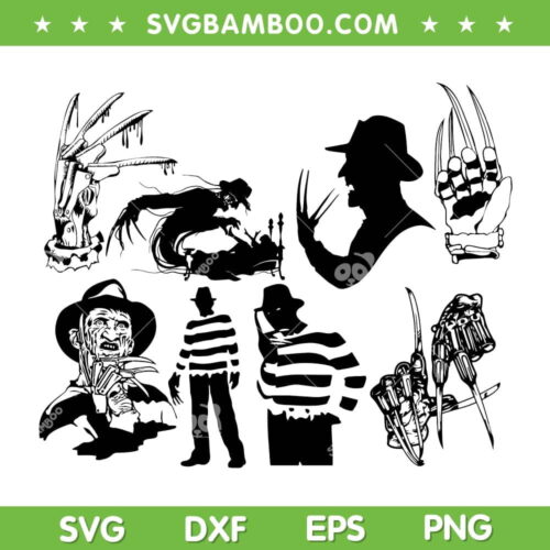 Freddy Krueger SVG Bundle, Horror Movie Freddy Halloween SVG Bundle, Scary Character DXF SVG PNG EPS
