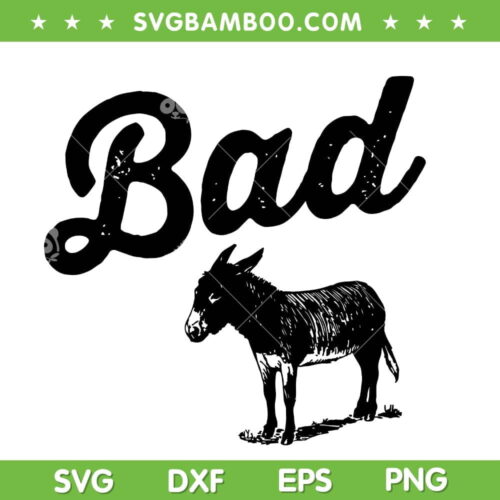 Funny Bad Ass Donkey SVG PNG, Bad Donkey SVG, Retro Donkey Animal DXF SVG PNG EPS
