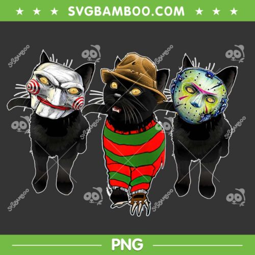 Funny Cat Parody Horror Movie PNG, Black Cat Halloween Movie Characters PNG, Cat Halloween PNG