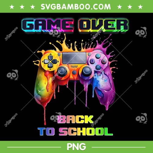 Game Over Back To School PNG, Kids First Day School Gaming PNG, 1st Day Of School PNG