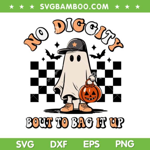 Ghost No Diggity Bout To Bag It Up SVG PNG, Retro Groovy Ghost SVG, Halloween Ghost DXF SVG PNG EPS