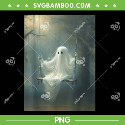 Ghost Swing In The Forest Gothic PNG, Vintage Halloween Ghost Costume PNG, Ghost On Swing PNG