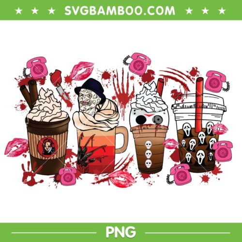 Ghostface Horror Coffee PNG, Halloween Movie Latte Coffee PNG, Scream Ghostface Halloween PNG