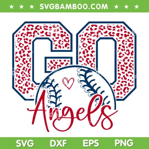 Go Angels Leopard SVG PNG, Angels Cheetah Baseball SVG, Football Lover DXF SVG PNG EPS