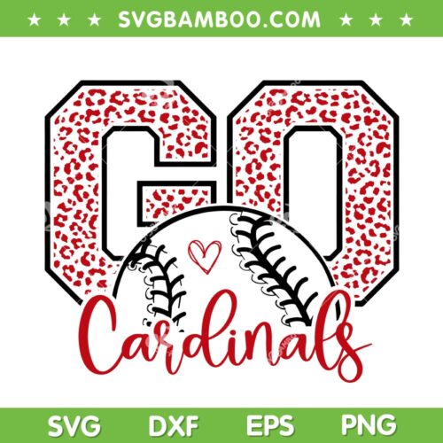 Go Cardinals Leopard SVG PNG, Cardinals Cheetah Baseball SVG, Cardinals Mascot DXF SVG PNG EPS
