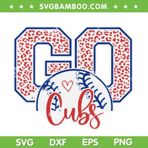 Go Cubs Leopard SVG PNG, Cubs Baseball Cheetah SVG, Cubs Mascot DXF SVG PNG EPS
