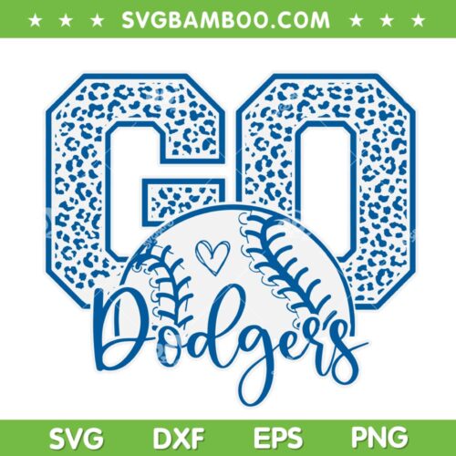 Go Dodgers Leopard SVG PNG, Dodgers Baseball Cheetah SVG, Dodgers Mascot DXF SVG PNG EPS