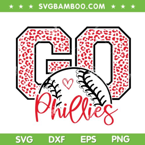 Go Phillies Leopard SVG PNG, Phillies Cheetah Baseball SVG, Phillies Mascot DXF SVG PNG EPS