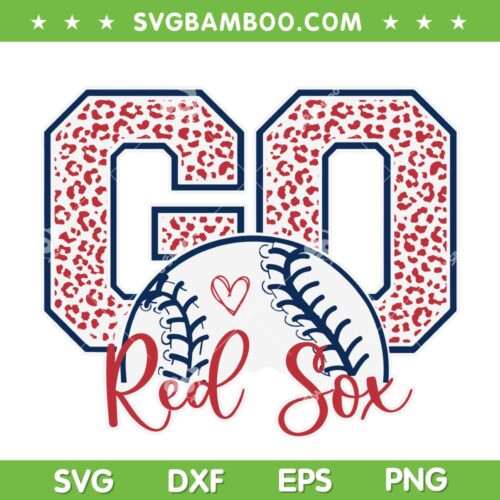 Go Red Sox Leopard SVG PNG, Red Sox Baseball Cheetah SVG, MLB Red Sox DXF SVG PNG EPS